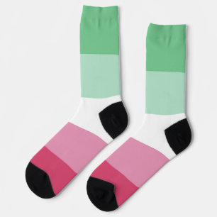 Abrosexual Watermelon Green Pink Striped LGBT Socks