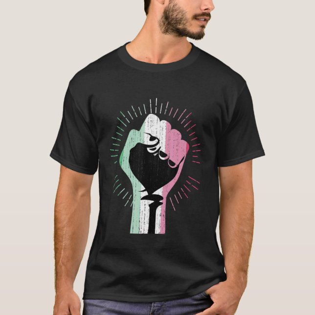 Abrosexuality Flag Pride Fist Queer Lgbt Abrosexua T-Shirt (Front)