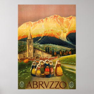 Abruzzo, Abrvzzo, italy Vintage Travel Poster