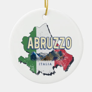 Abruzzo Italy Retro Region Map Vintage Souvenir Ceramic Tree Decoration