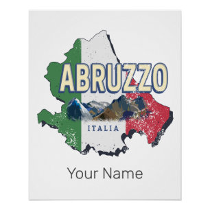 Abruzzo Italy Retro Region Map Vintage Souvenir Poster