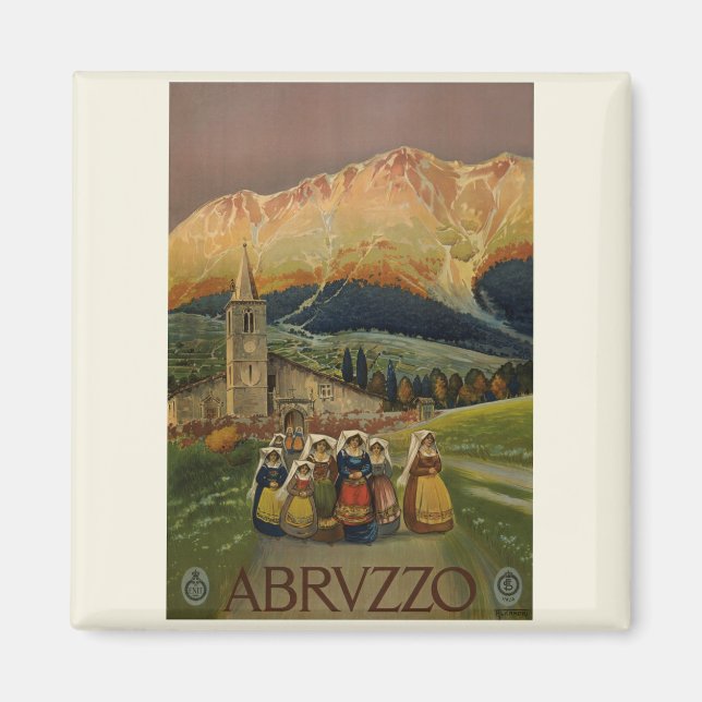 Abruzzo Italy Vintage Poster Magnet (Front)