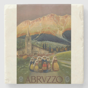 Abruzzo Italy Vintage Poster Stone Coaster