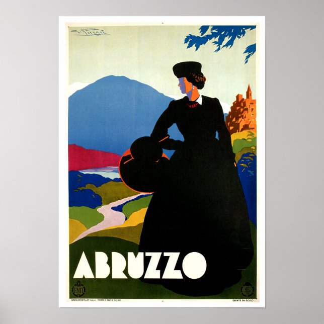 Abruzzo Italy Vintage Travel Art Poster (Front)