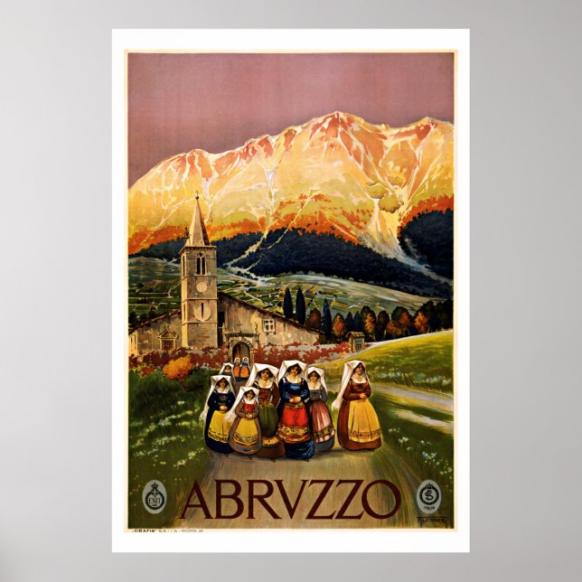 Abruzzo Italy Vintage Travel Poster (Front)