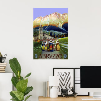 Abruzzo Italy Vintage Travel Poster Art with Women