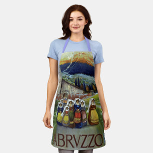 Abruzzo Italy Vintage Travel Poster Art with Women Apron