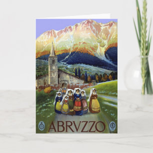 Abruzzo Italy Vintage Travel Poster Art with Women Card
