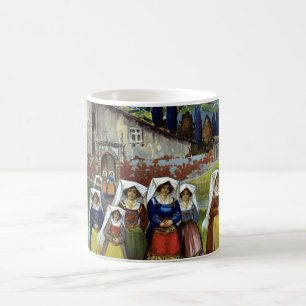 Abruzzo Italy Vintage Travel Poster Art with Women Coffee Mug