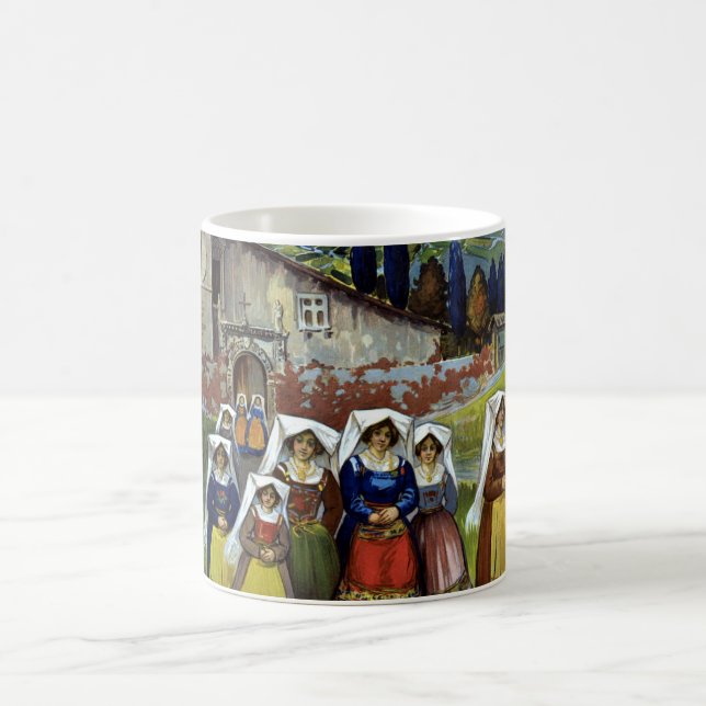 Abruzzo Italy Vintage Travel Poster Art with Women Coffee Mug (Center)