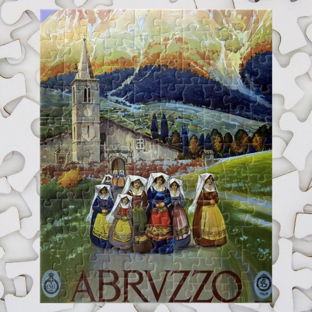 Abruzzo Italy Vintage Travel Poster Art with Women Jigsaw Puzzle (Creator Uploaded)