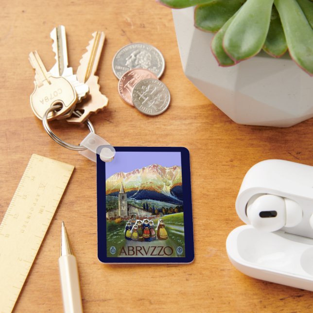 Abruzzo Italy Vintage Travel Poster Art with Women Key Ring (Desk)