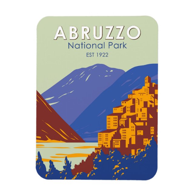 Abruzzo National Park Italy Travel Art Vintage Magnet (Vertical)
