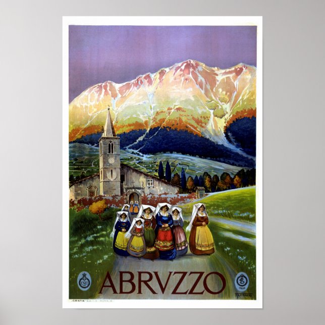 Abruzzo restored vintage Italian travel Poster (Front)