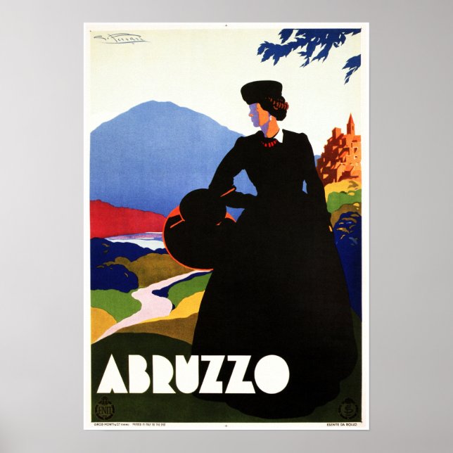 ABRUZZO ROME Art Deco Vintage Italian Travel Poster (Front)