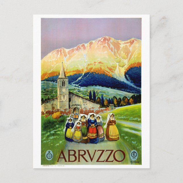 Abruzzo Vintage Travel Poster Restored Postcard (Front)