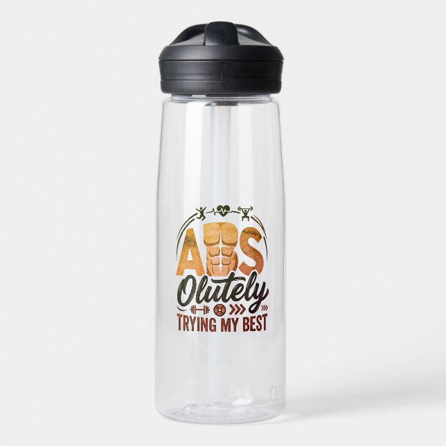 Abs-olutely trying my best water bottle (Front)