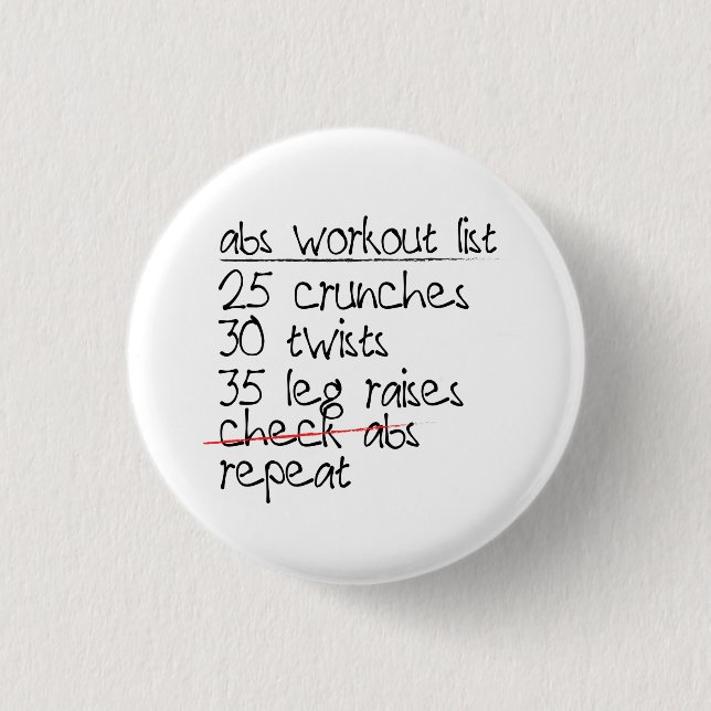 Abs Workout List 3 Cm Round Badge (Front)
