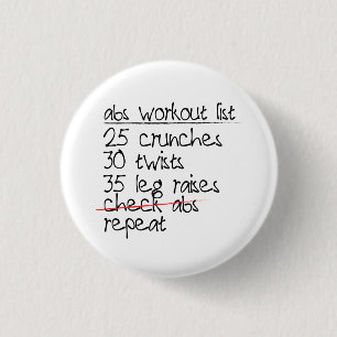 Abs Workout List 3 Cm Round Badge