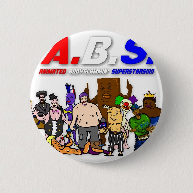 ABS WRESTLING!!! 6 CM ROUND BADGE (Front)
