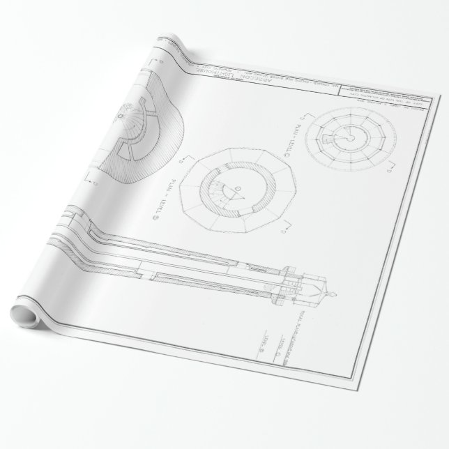 Absecon Lighthouse Blueprint Wrapping Paper (Unrolled)