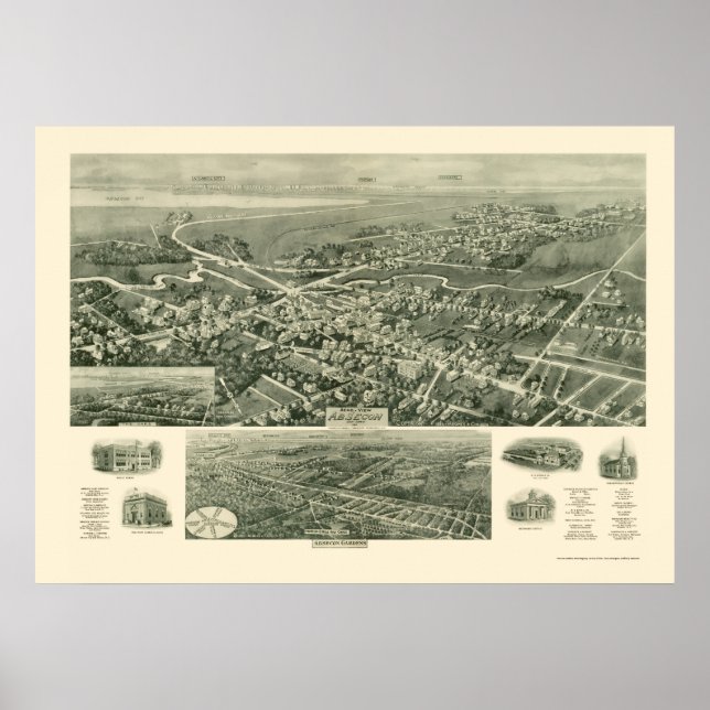 Absecon, NJ Panoramic Map - 1924 Poster (Front)