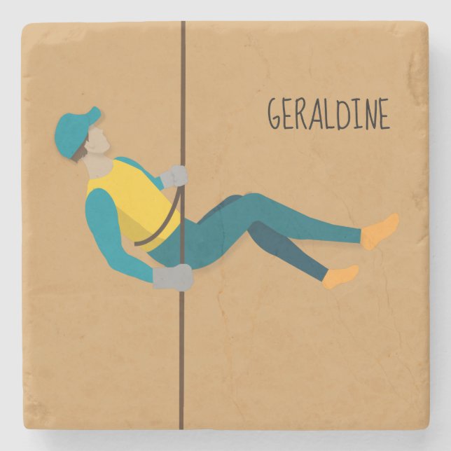 Abseiling Stone Coaster (Front)