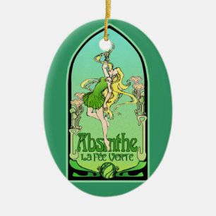 Absinthe Art Nouveau Ceramic Tree Decoration