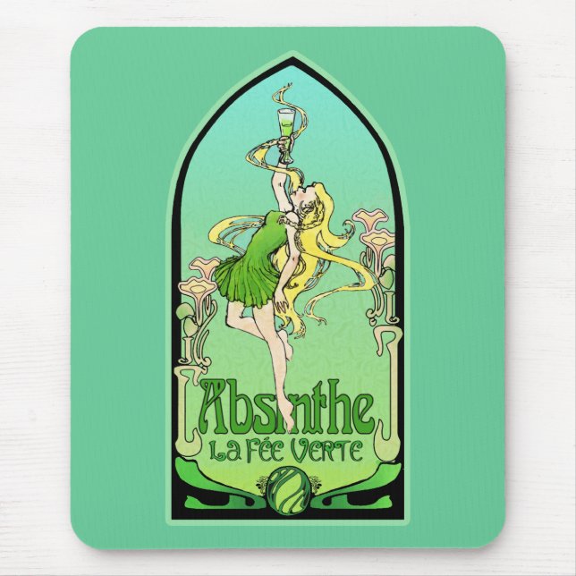 Absinthe Art Nouveau Mouse Mat (Front)