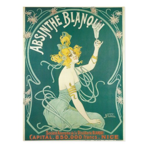 Image of Absinthe Blanqui French victorian Art Nouveau Postcard