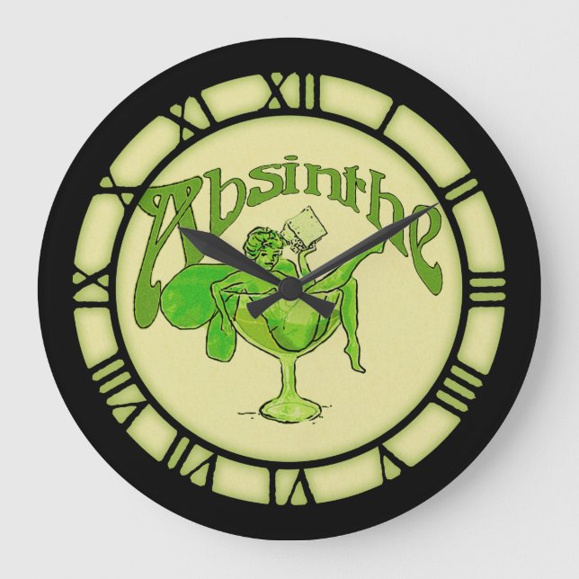Absinthe Fairy In Glass Large Clock (Front)