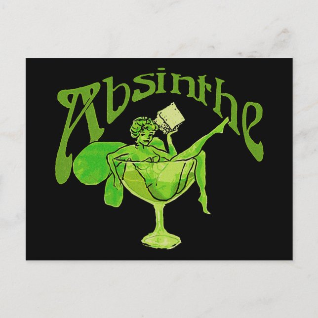 Absinthe Girl In Glass Postcard (Front)