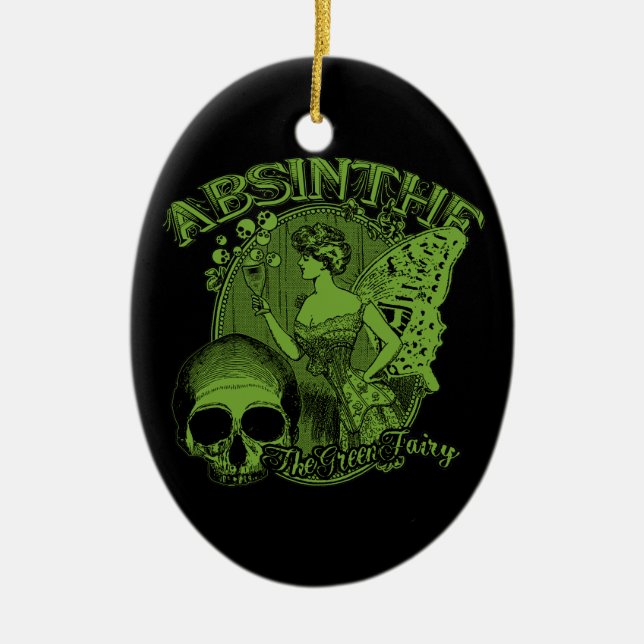 Absinthe Green Fairy Lady Ceramic Tree Decoration (Front)