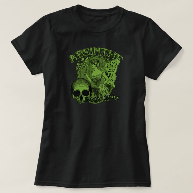Absinthe Green Fairy Lady T-Shirt (Design Front)