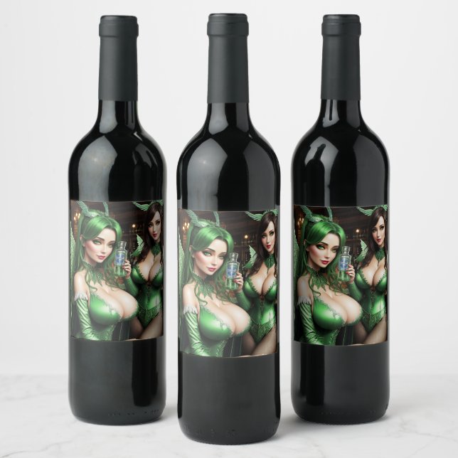 Absinthe Green Fairy Wine Label (Bottles)