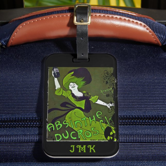 Absinthe in Green Personalised Luggage Tag (Front Insitu 2)