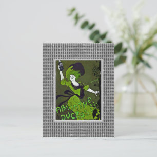 Absinthe in Green Vintage Ad Harlequin Border Postcard