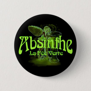 Absinthe La Fee Verte Fairy With Glass 6 Cm Round Badge