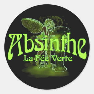 Absinthe La Fee Verte Fairy With Glass Classic Round Sticker