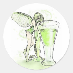 Absinthe La Fee Verte Fairy With Glass (no text) Classic Round Sticker