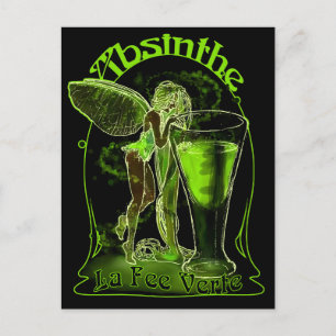 Absinthe La Fee Verte Fairy With Glass Postcard