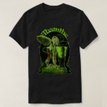 Absinthe La Fee Verte Fairy With Glass T-Shirt<br><div class="desc">La fee verte,  the green fairy of absinthe. A fairy with long twining hair leans over the side of a glass and idly toys with green drops of absinthe.</div>