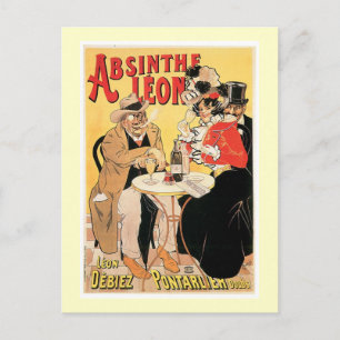 Absinthe Leon Vintage Wine Drink Ad Art Postcard