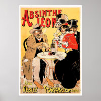 Absinthe Leon Vintage Wine Drink Ad Art