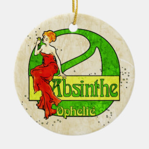 Absinthe Ophelie Woman in Red Dress Ceramic Tree Decoration