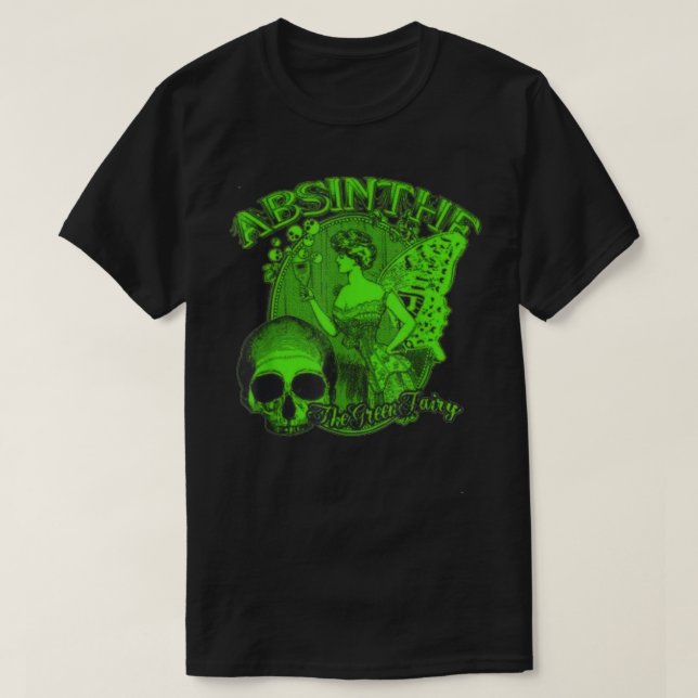 Absinthe Skull Green Fairy Retro design T-Shirt (Design Front)