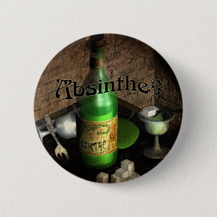 Absinthe Tray Still Life 6 Cm Round Badge