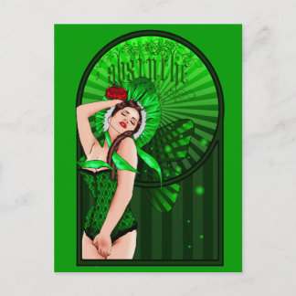 absinthe victorian green fairy postcard