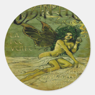 Absinthe Vintage Green Fairy Classic Round Sticker