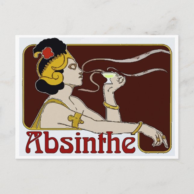 Absinthe, Woman Sipping Postcard (Front)